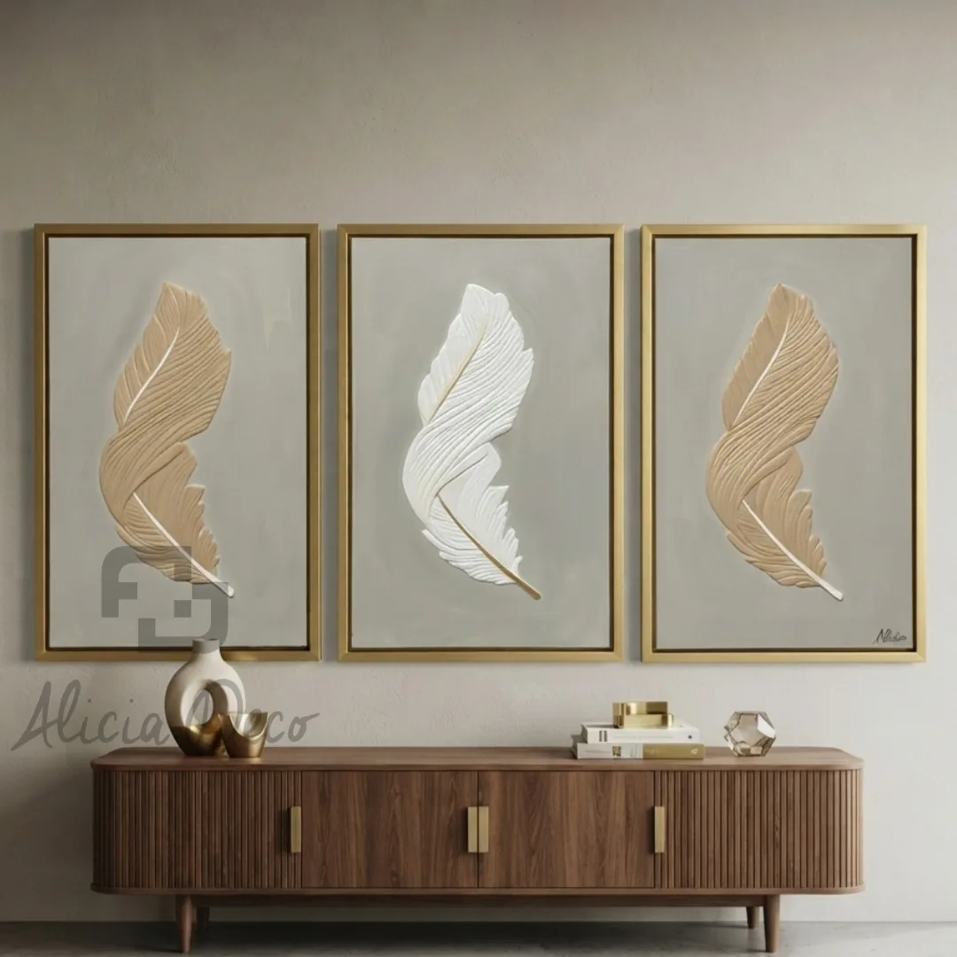 Golden Plumes Triptych