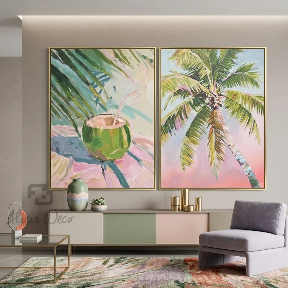 Coconut Palm Sunset Duo